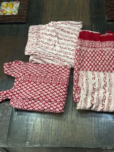 Red N White Kurta Pallzoo Set