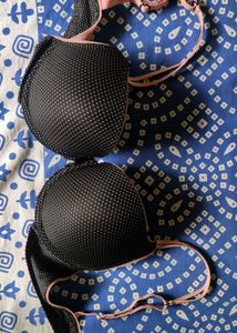 Black & Pink Heavily Padded Underwired Push-up Bra