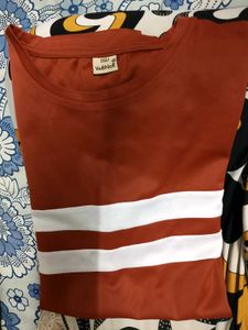 Brown&amp;White Half Hands T-Shirt In Good Condition