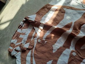 Brown And White Stripped Half Sleeve Shirt 🤍🤎
