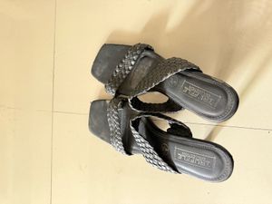 Truffle Collection Black Woven Heels - Size 9