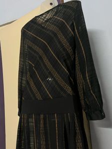 Pintrest Korean Striped Black Dress