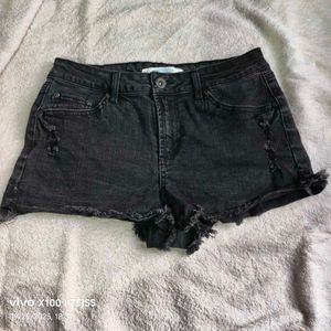 I.Distressed Black Denim Shorts