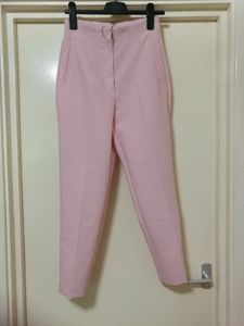 ZARA high-waisted pink tailored pants