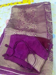 Beautiful pink saree with blouse