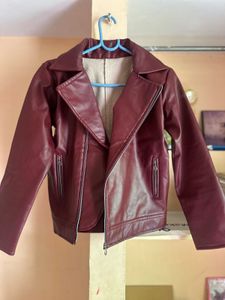 FAUX LEATHER JACKET WITH FUR INSIDE
