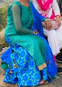 Elegant Green &amp; Blue Kurta Set