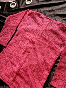 Pink Lace Long Sleeve Top