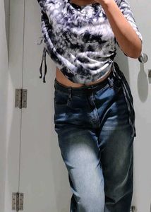 Tie-Dye Drawstring Crop Top