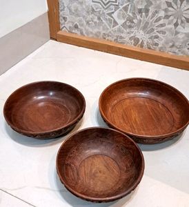 New Wooden Antique Bowl Set Of 3