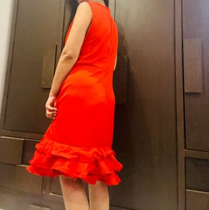 Red Beautiful Designer Frill Dress