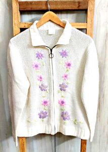Offwhite Embroidery Work Sweater Size-38-40-L