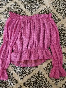 Aesthetic Off-shoulder Pink Crop Top 🩷