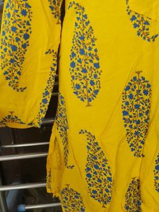 Yellow Printed Kurti