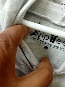 STRIP TEE Grey Hoodie