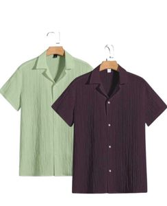Stylish Plisse Shirts - Set of 2