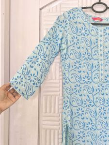 Light Blue Straight Kurti