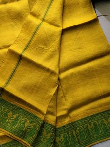 Yellow &amp; Green Baluchari silk saree