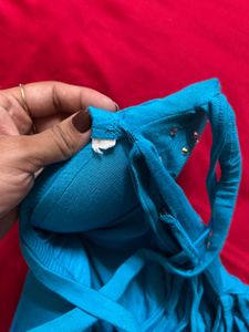 Teal Embellished Halter Top