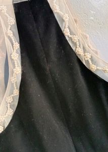 Gorgeous Black Velvet With Pearl Dress