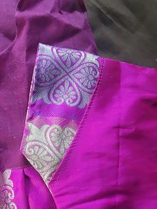 Pattupavadai for girls with black jumka