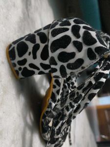 Leopard Print Tie Up Heels For Women