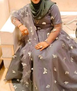 Grey Gown With Duppata