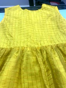 Yellow Checks Full Length Frock