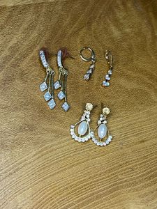 Sparkling Gold-Tone Earring Combo (Set of 3) – Pea