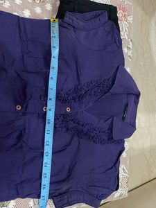 Black Jeans &amp; Short Sleeves Royal Purple Shirt Set