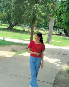 Red Square Neck Top
