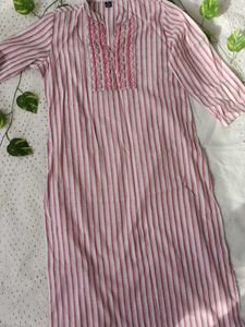 Striped Embroidered Kurta