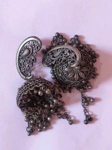 Oxidized Jhumka Earrings