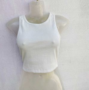 White Ribbed Tank Top
