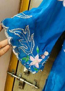blue pakistani style kurta pant set