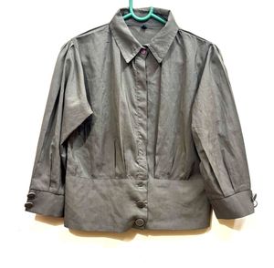 Women Green Crop Shirt