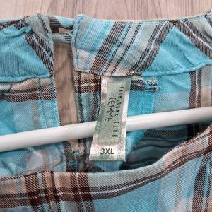 Checkered Blue Boxy Top