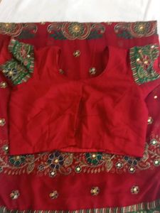 Red Colour Saree With heavy Embroidery
