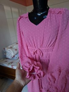 Pink Long Sleeve Mini Dress