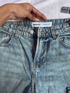 New Bershka Acid Wash Cargo Jeans