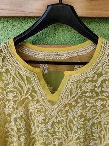 Yellow Chikenkari Kurta