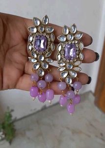 Purple Kundan Earrings