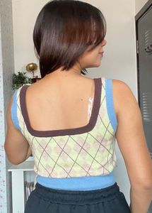 Argyle Knit Crop Top
