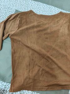 Brown Top with Eyelet Detail