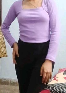 Lavender Square Neck Long Sleeve