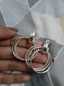 Silver Circle Drop Earrings
