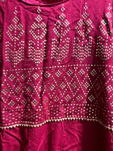 Maroon Embellished Kurti