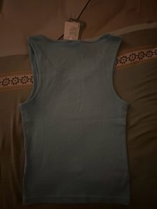 H&amp;M Pastel Blue Ribbed Vest Top