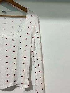 Cute Heart Print Long Sleeve Top