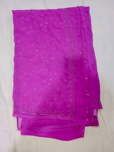 Onion Colour Embellished Saree